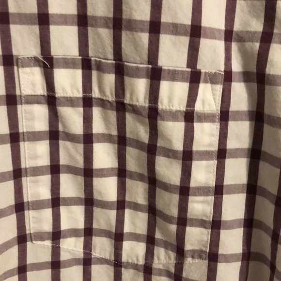 J. Crew check button down shirt. White with purple Checks. L. - Picture 2 of 3